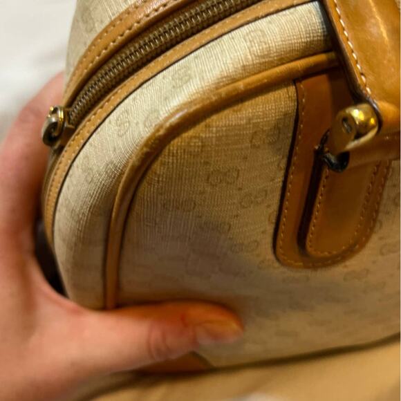 Vintage Gucci Bone Waxed Canvas Insignia Handbag with serial number! - Picture 9 of 15